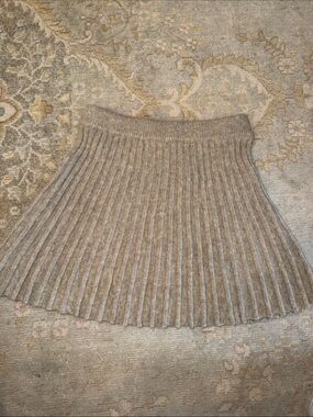 Sincerely Ours Ribbed Knit A-Line Skirt in Light Taupe